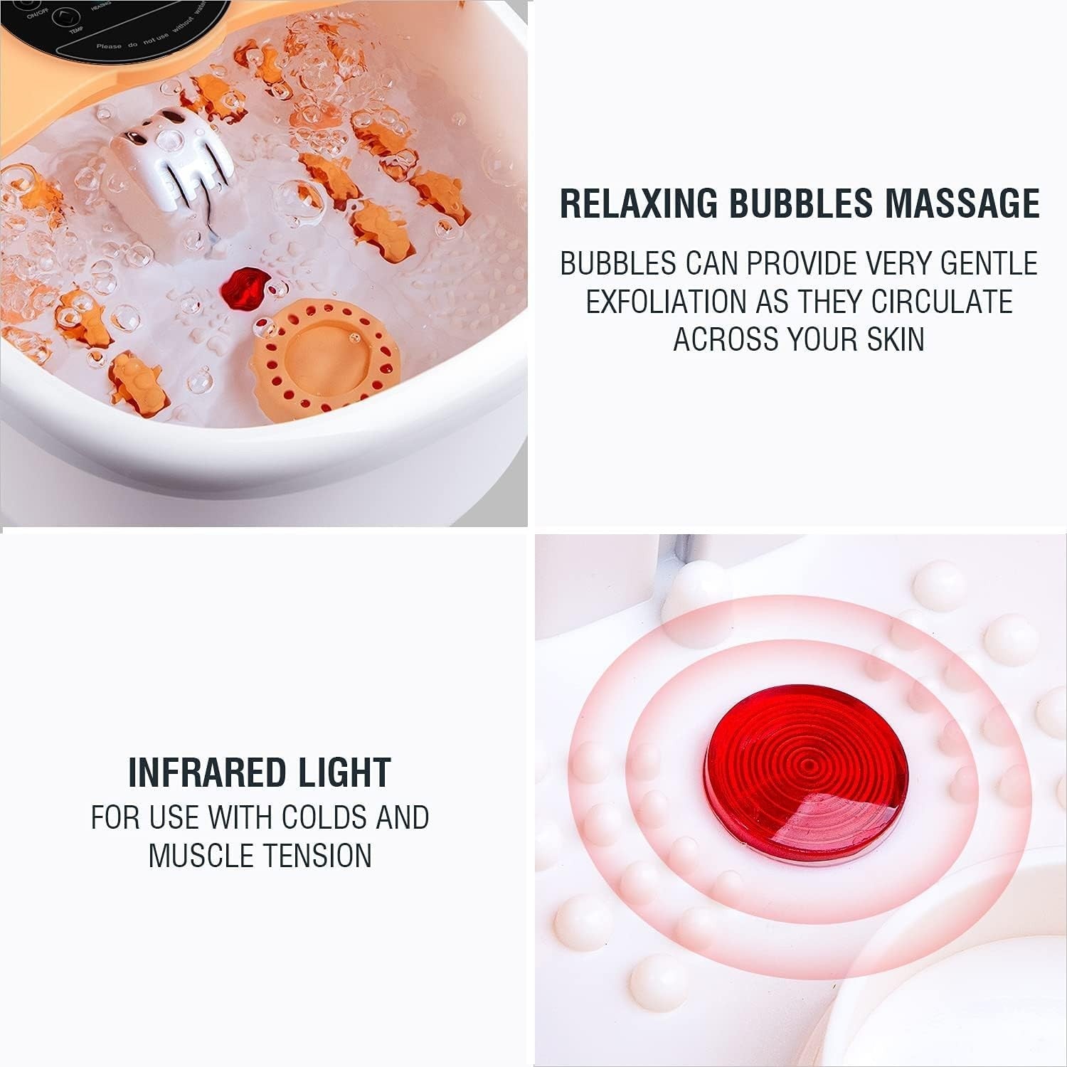 Large Heated Foot Spa Bath Massager Bubbles Rollers Infrared - Kwikley