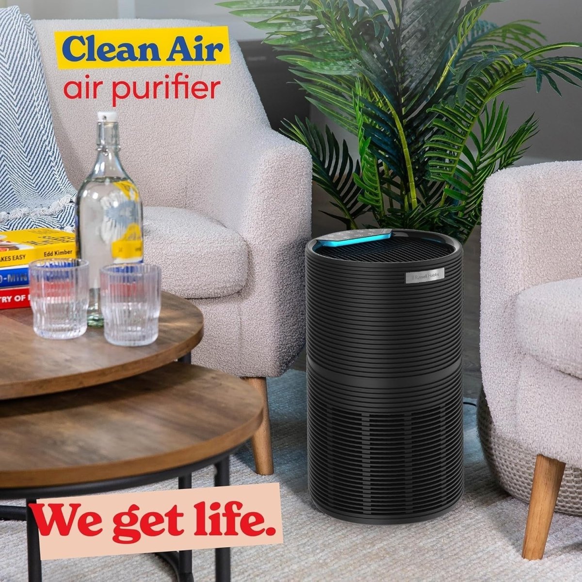 Large HEPA Air Purifier 280m³/h CADR Quiet Carbon Filter Allergy - Kwikley
