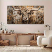 Large Highland Cow Canvas Wall Art Framed 75x150cm - Kwikley