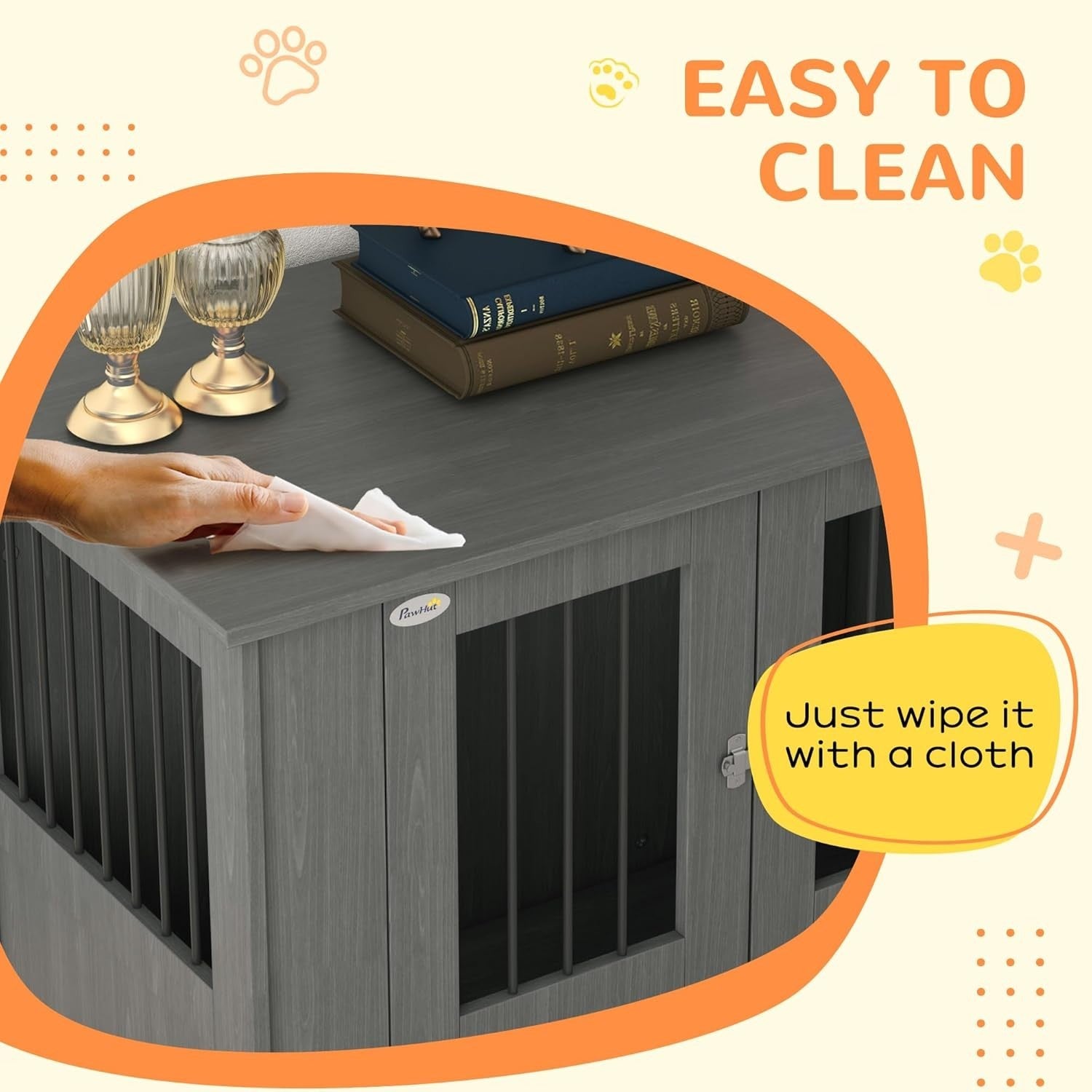 Large Indoor Dog Crate Furniture with Magnetic Doors – 95x55x75cm End Table - Kwikley