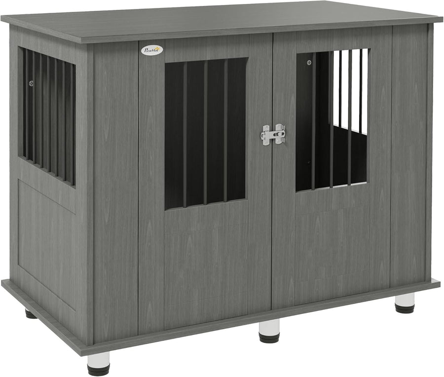 Large Indoor Dog Crate Furniture with Magnetic Doors – 95x55x75cm End Table - Kwikley