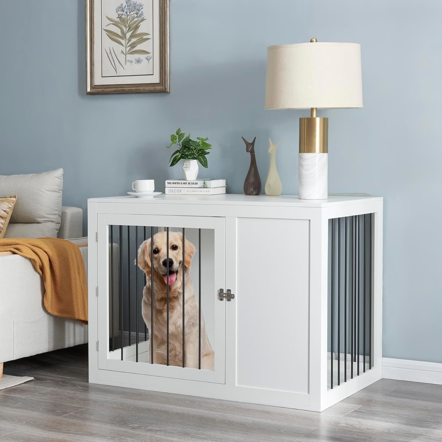 Large Indoor Outdoor Metal Dog Crate 107x70x80cm Secure Puppy Kennel - Kwikley