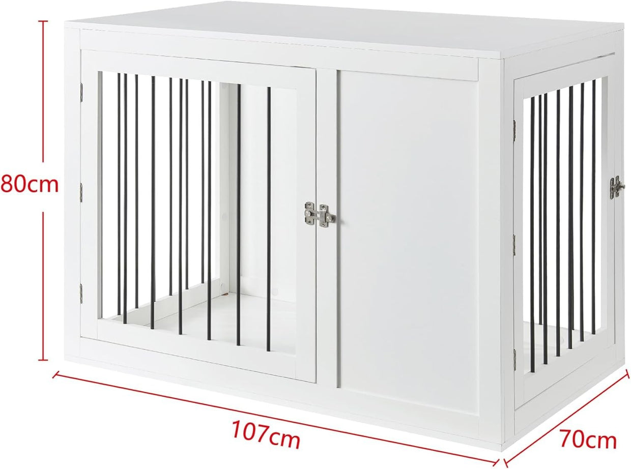 Large Indoor Outdoor Metal Dog Crate 107x70x80cm Secure Puppy Kennel - Kwikley