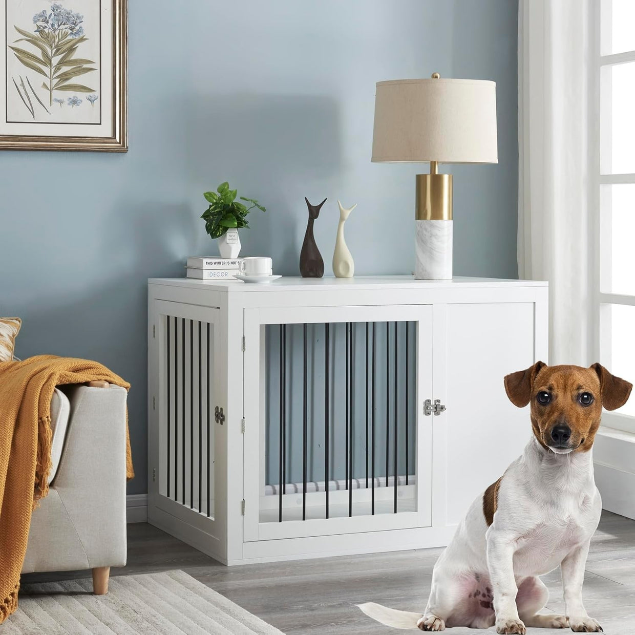 Large Indoor Outdoor Metal Dog Crate 107x70x80cm Secure Puppy Kennel - Kwikley