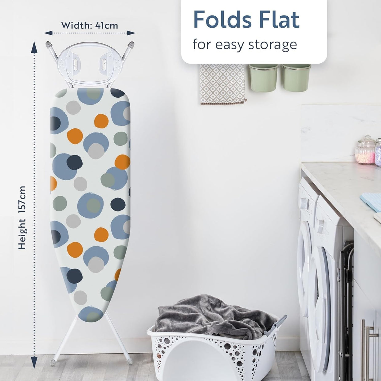 Large Ironing Board 114x38cm Adjustable Height Non - Slip Foldable Iron Rest - Kwikley