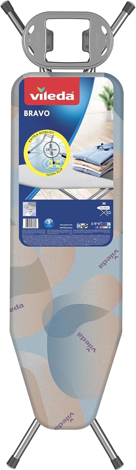 Large Ironing Board 120x38cm Adjustable Height Steam Press Foldable - Kwikley
