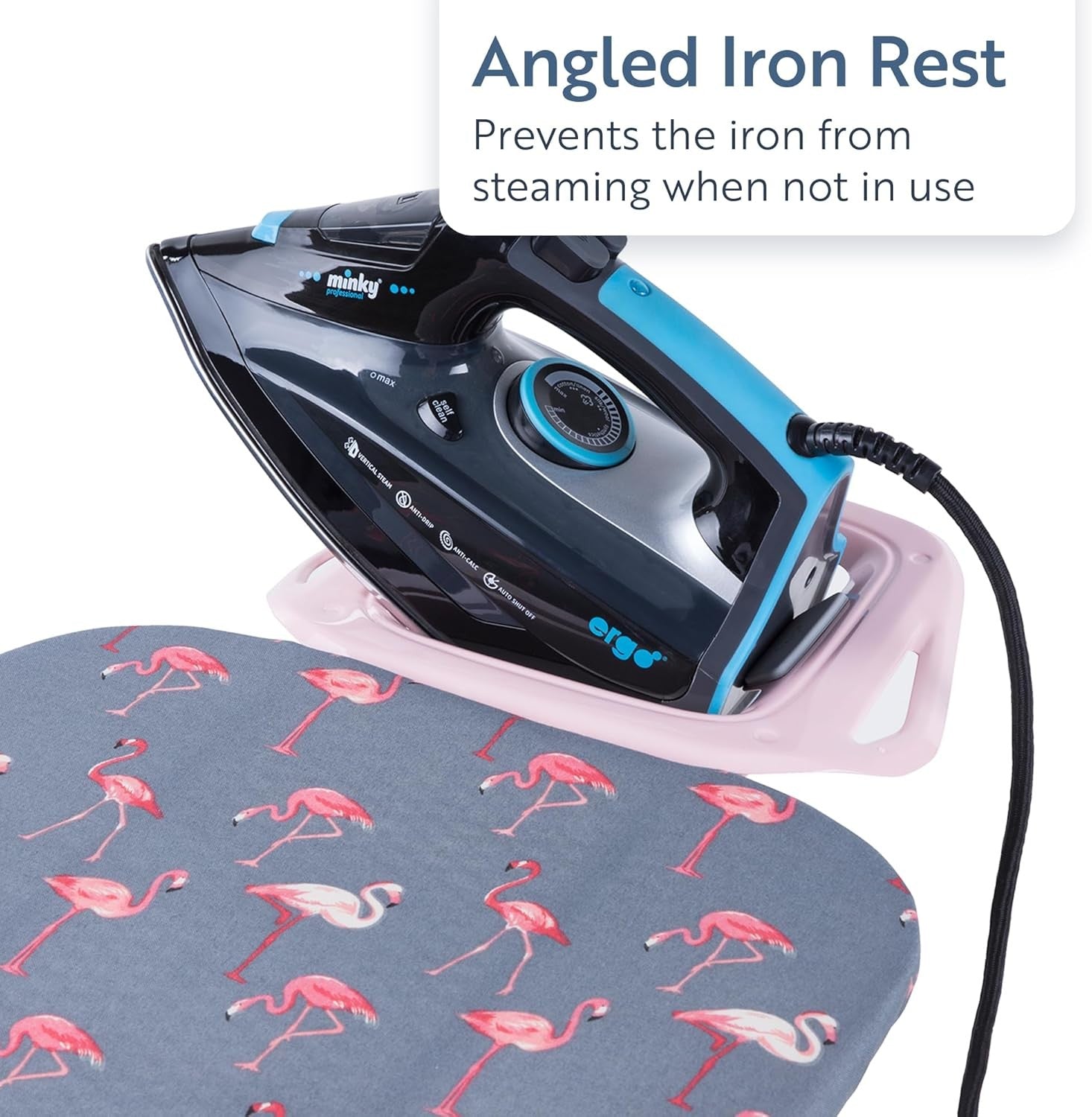 Large Ironing Board 122x38cm Adjustable Height Foldable with Angled Iron Rest - Kwikley
