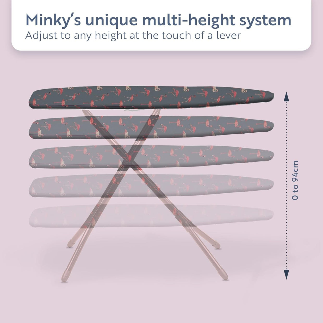 Large Ironing Board 122x38cm Adjustable Height Foldable with Angled Iron Rest - Kwikley