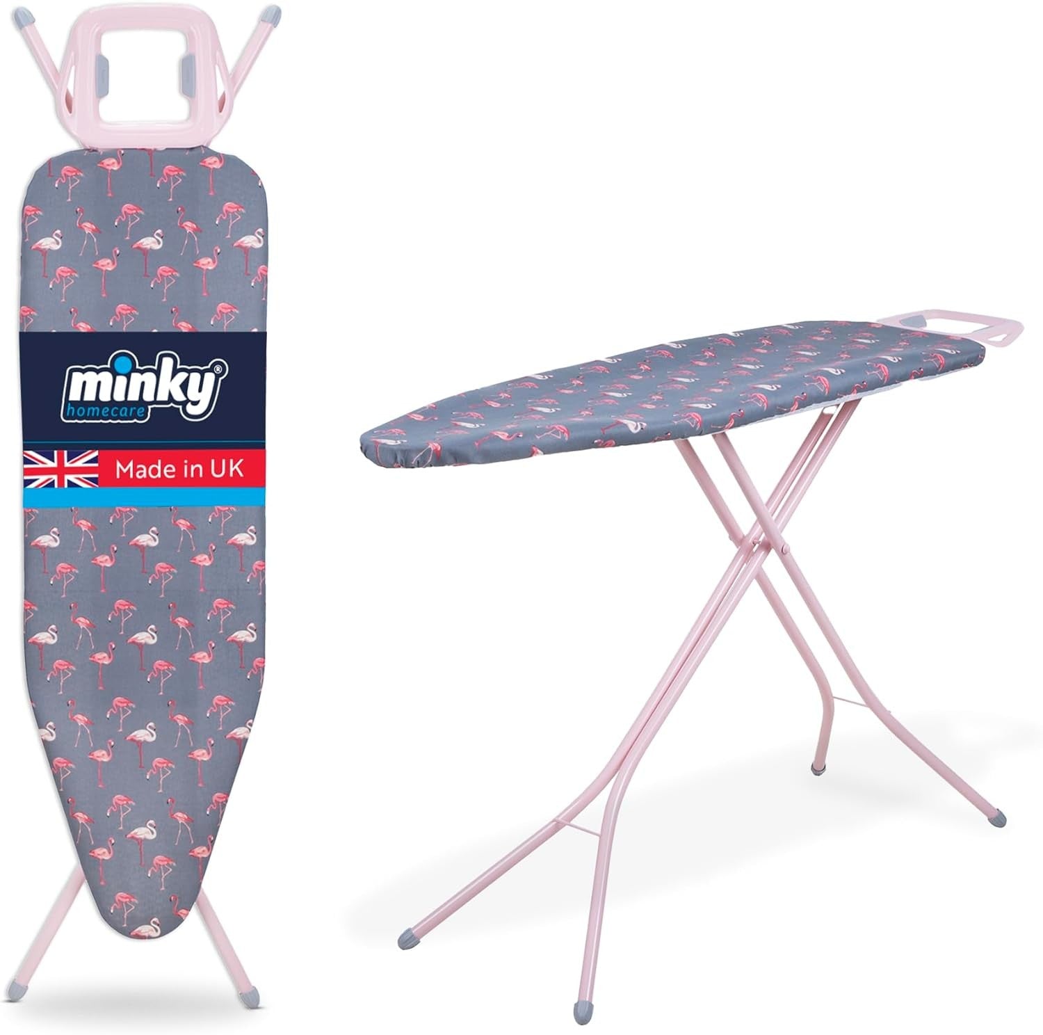 Large Ironing Board 122x38cm Adjustable Height Foldable with Angled Iron Rest - Kwikley