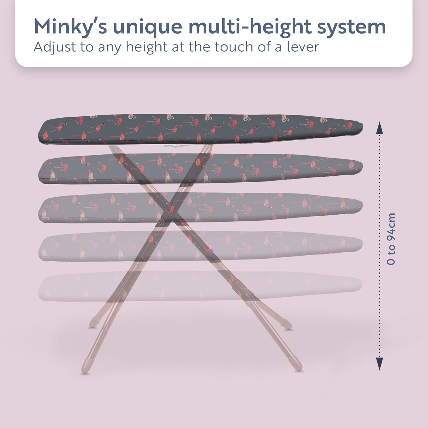 Large Ironing Board 122x38cm Adjustable Height Foldable with Iron - Kwikley