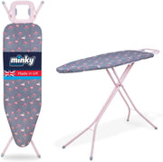 Large Ironing Board 122x38cm Adjustable Height Foldable with Iron - Kwikley