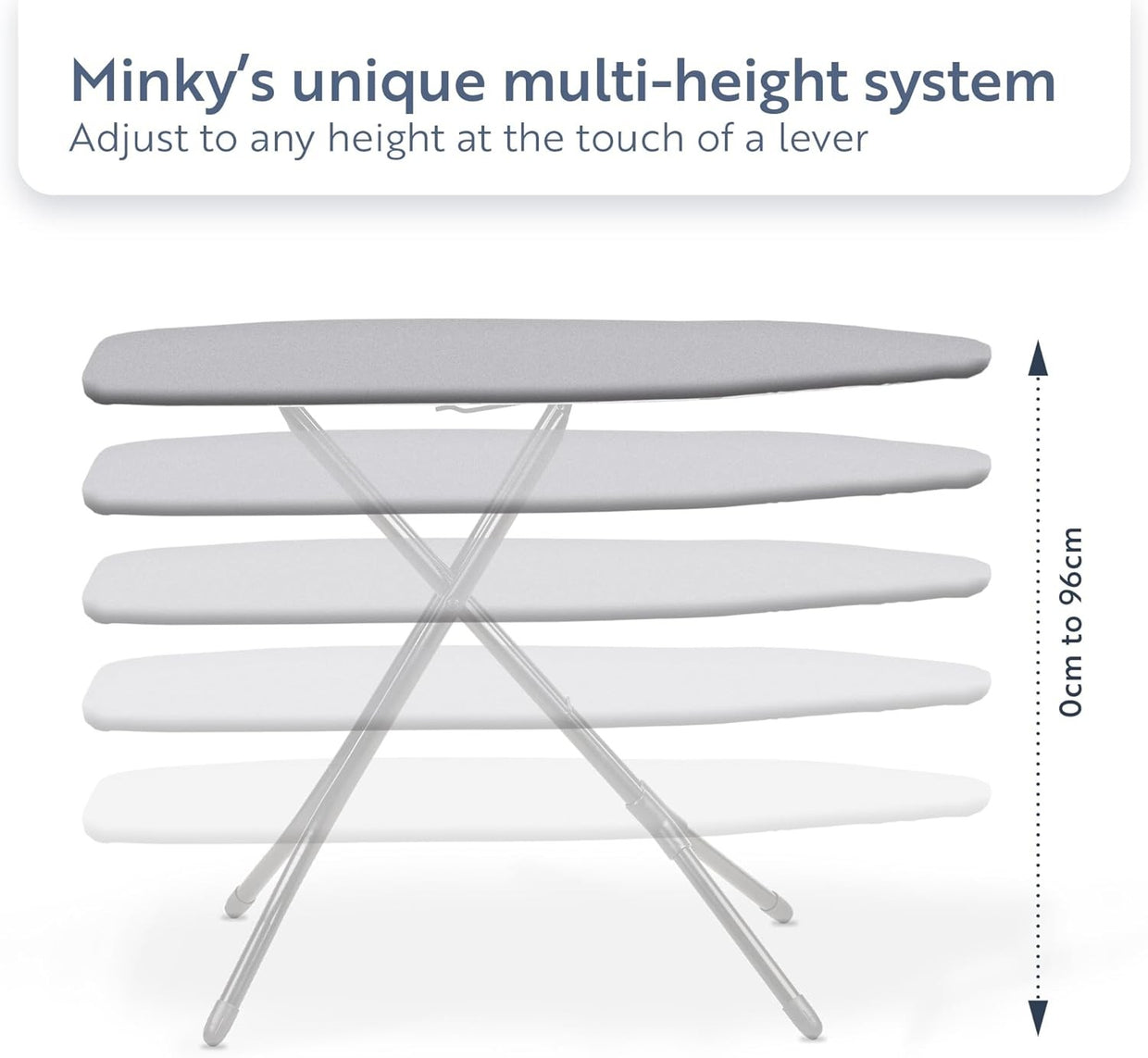 Large Ironing Board 122x38cm Adjustable Height Foldable with Iron Rest - Kwikley