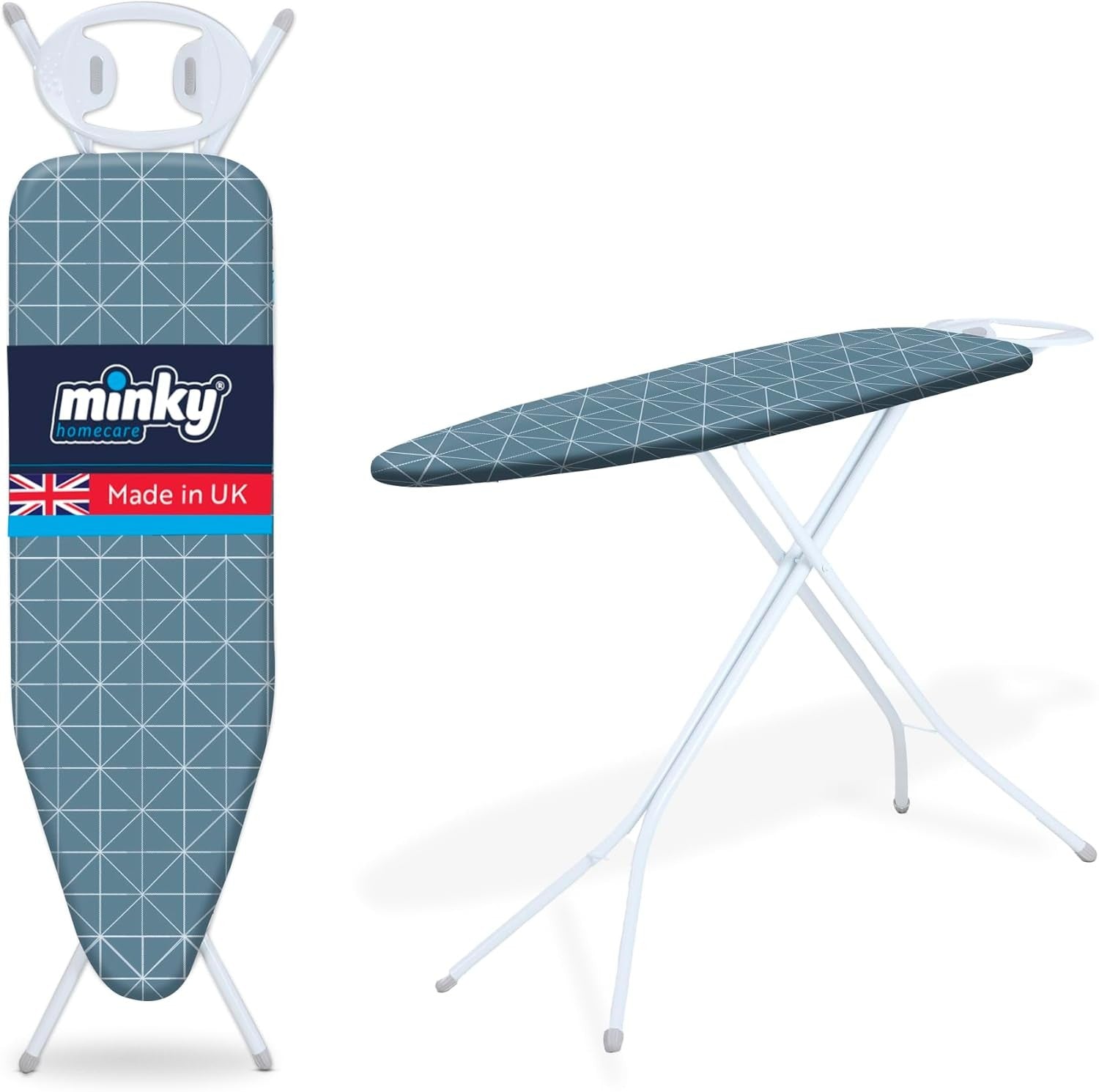 Large Ironing Board 122x38cm Adjustable Height Steam Flow Mesh Stable - Kwikley