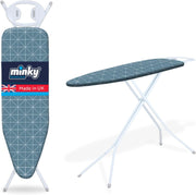 Large Ironing Board 122x38cm Adjustable Height Steam Flow Mesh Stable - Kwikley