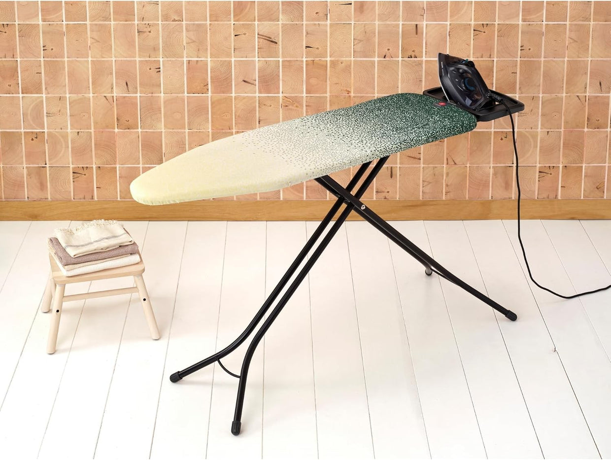 Large Ironing Board 124x38cm Adjustable Height Solid Steam Iron Rest Foldable - Kwikley