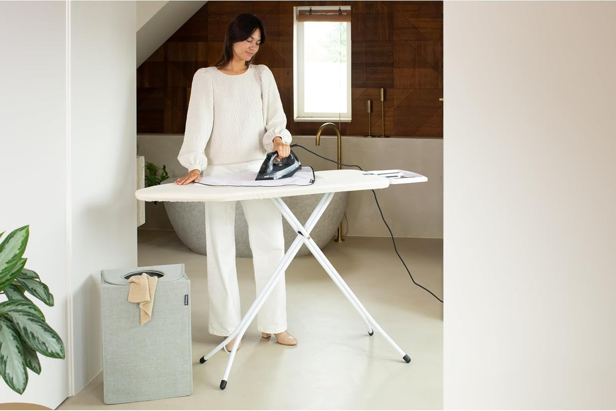 Large Ironing Board 124x45cm Height Adjustable Stable Steel Frame - Kwikley