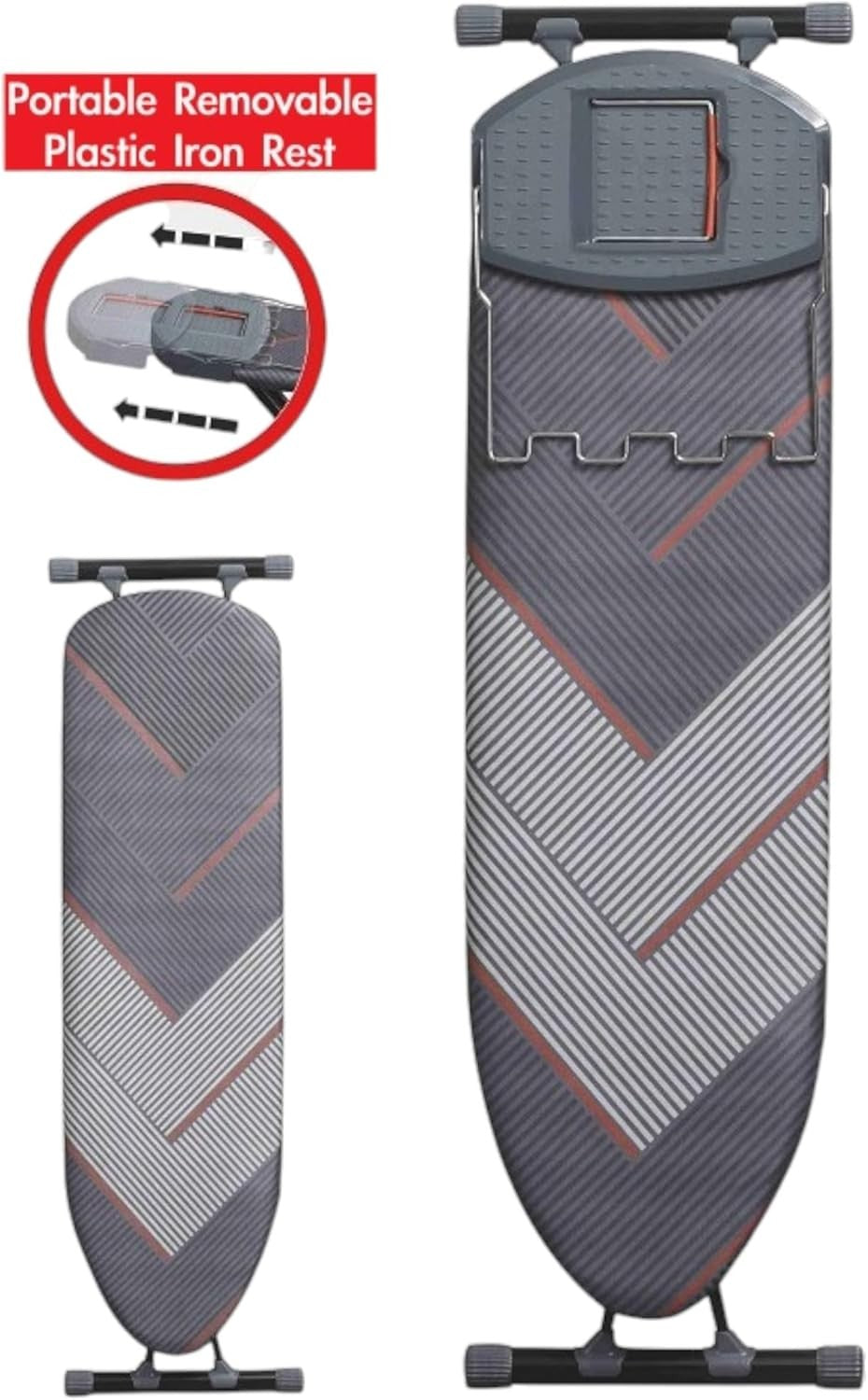 Large Ironing Board 140x40cm Height Adjustable Foldable Steam Rest - Kwikley