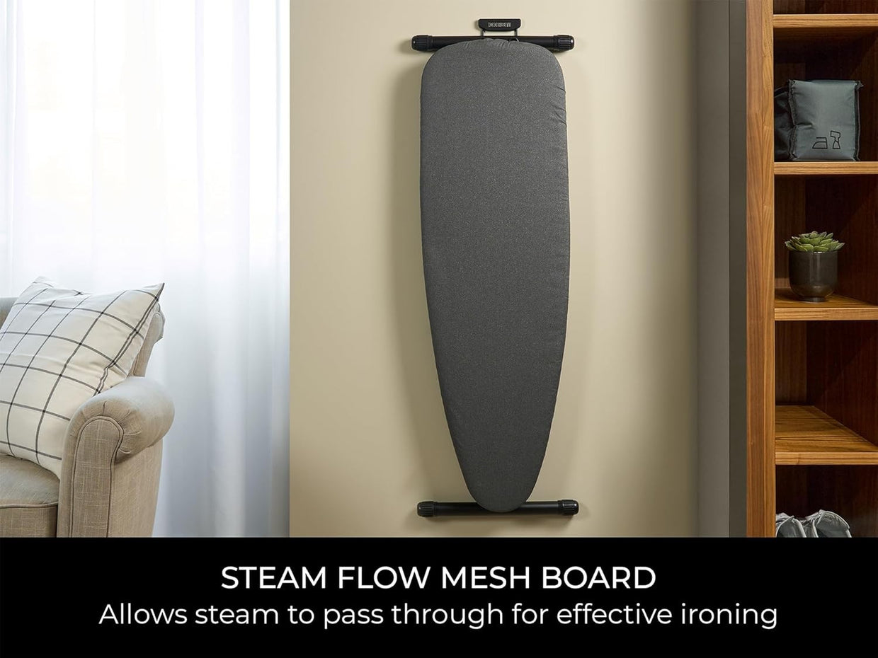 Large Ironing Board Adjustable Height Foldable Dark Grey Steel Frame - Kwikley