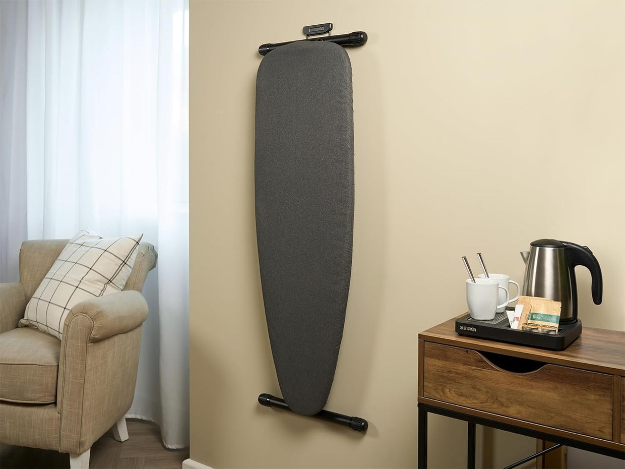 Large Ironing Board Adjustable Height Foldable Dark Grey Steel Frame - Kwikley