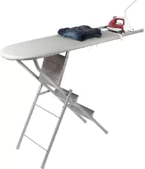 Large Ironing Board Adjustable Height Heat Reflective with Iron Rest 120x38cm - Kwikley