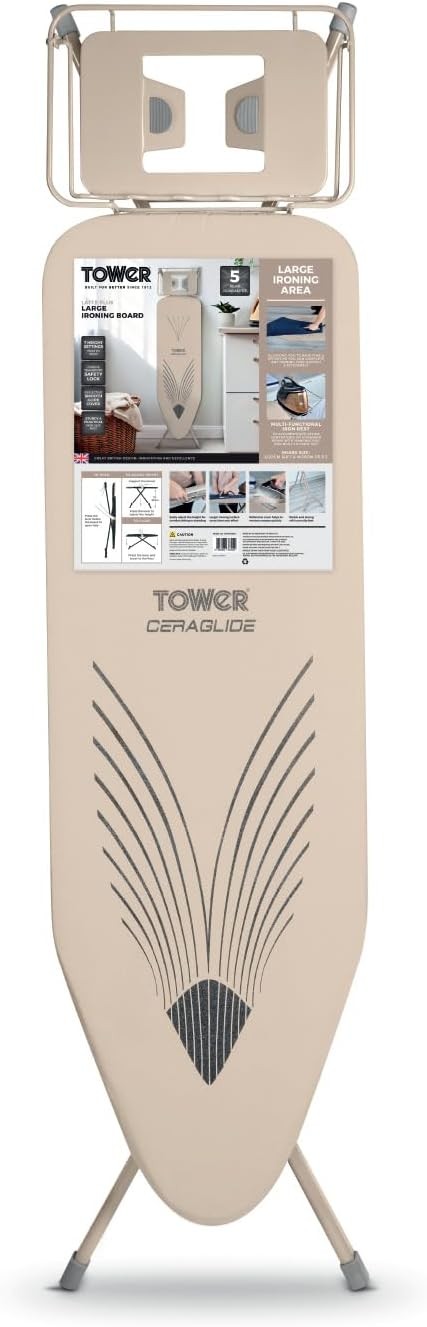 Large Ironing Board Adjustable Height Non Slip Heat Resistant Smooth Glide - Kwikley