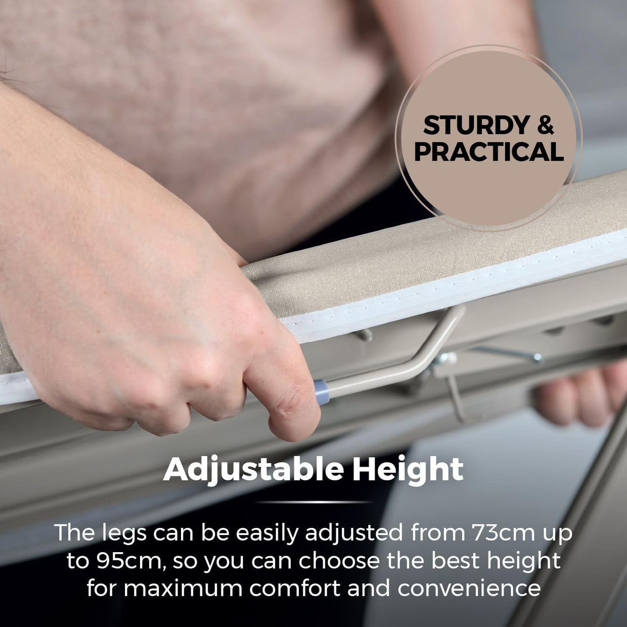 Large Ironing Board Adjustable Height Non Slip Heat Resistant Smooth Glide - Kwikley