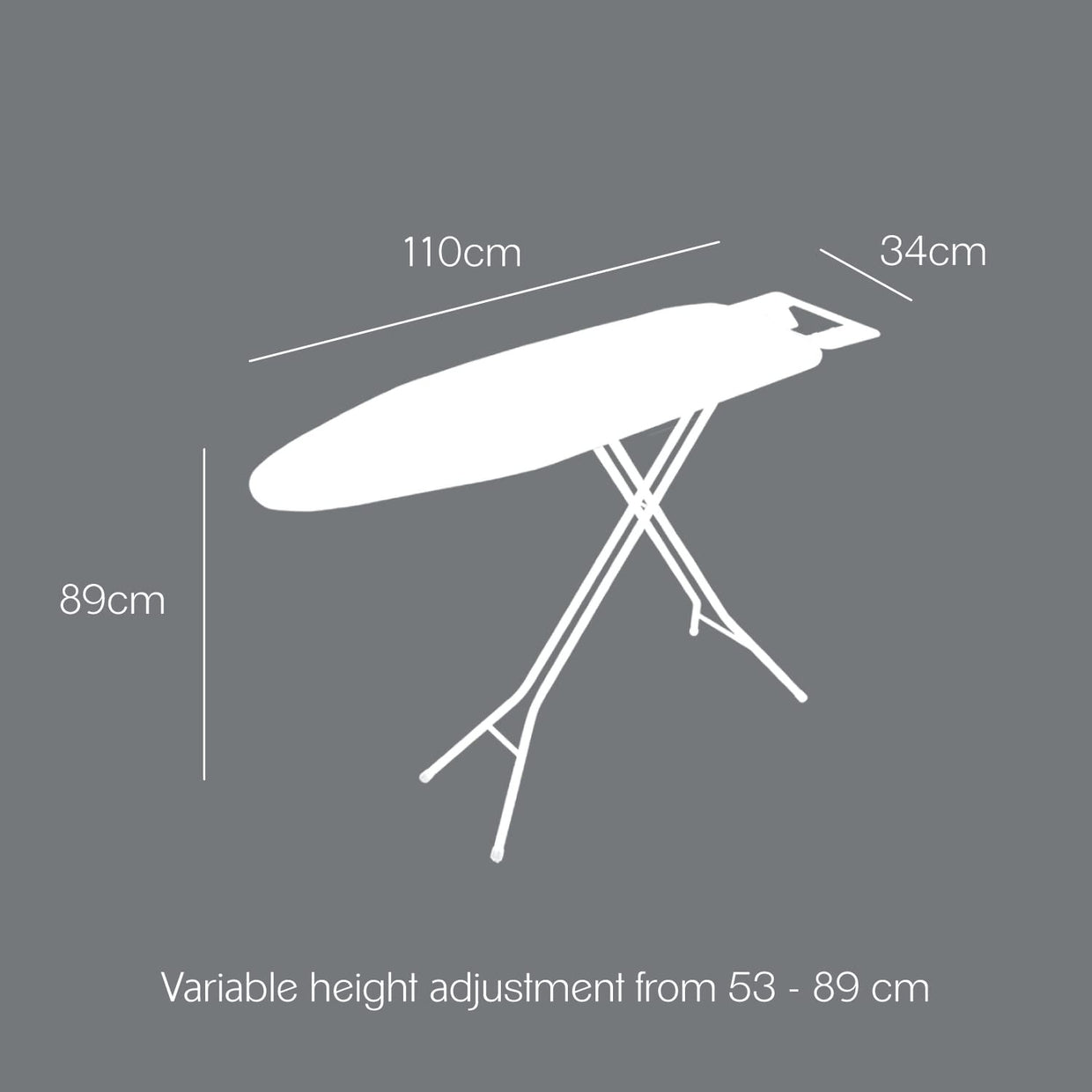 Large Ironing Board Foldable Extra Stable Steel Frame 140x34cm Silver - Kwikley