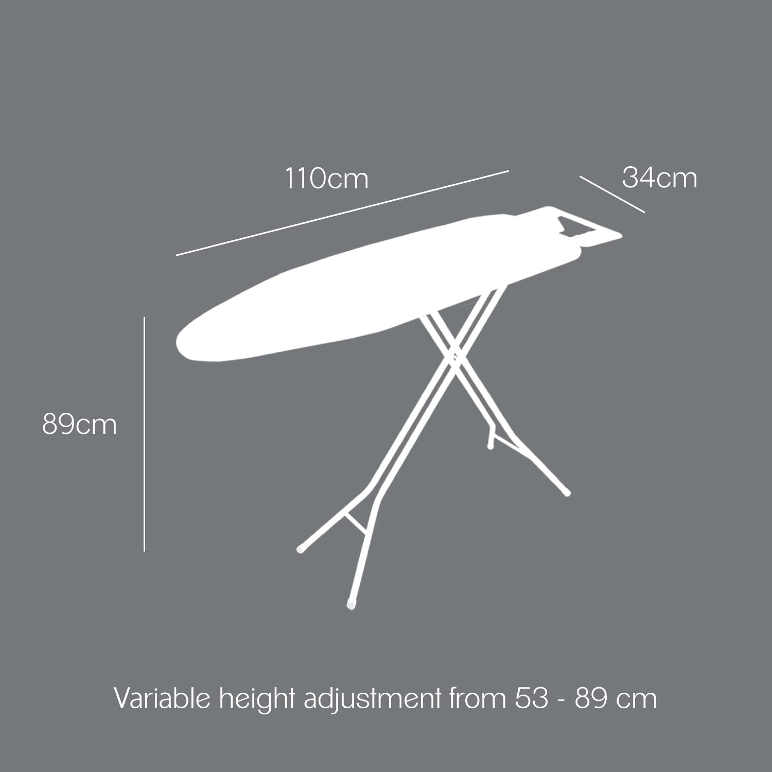Large Ironing Board Foldable Extra Stable Steel Frame 140x34cm Silver - Kwikley