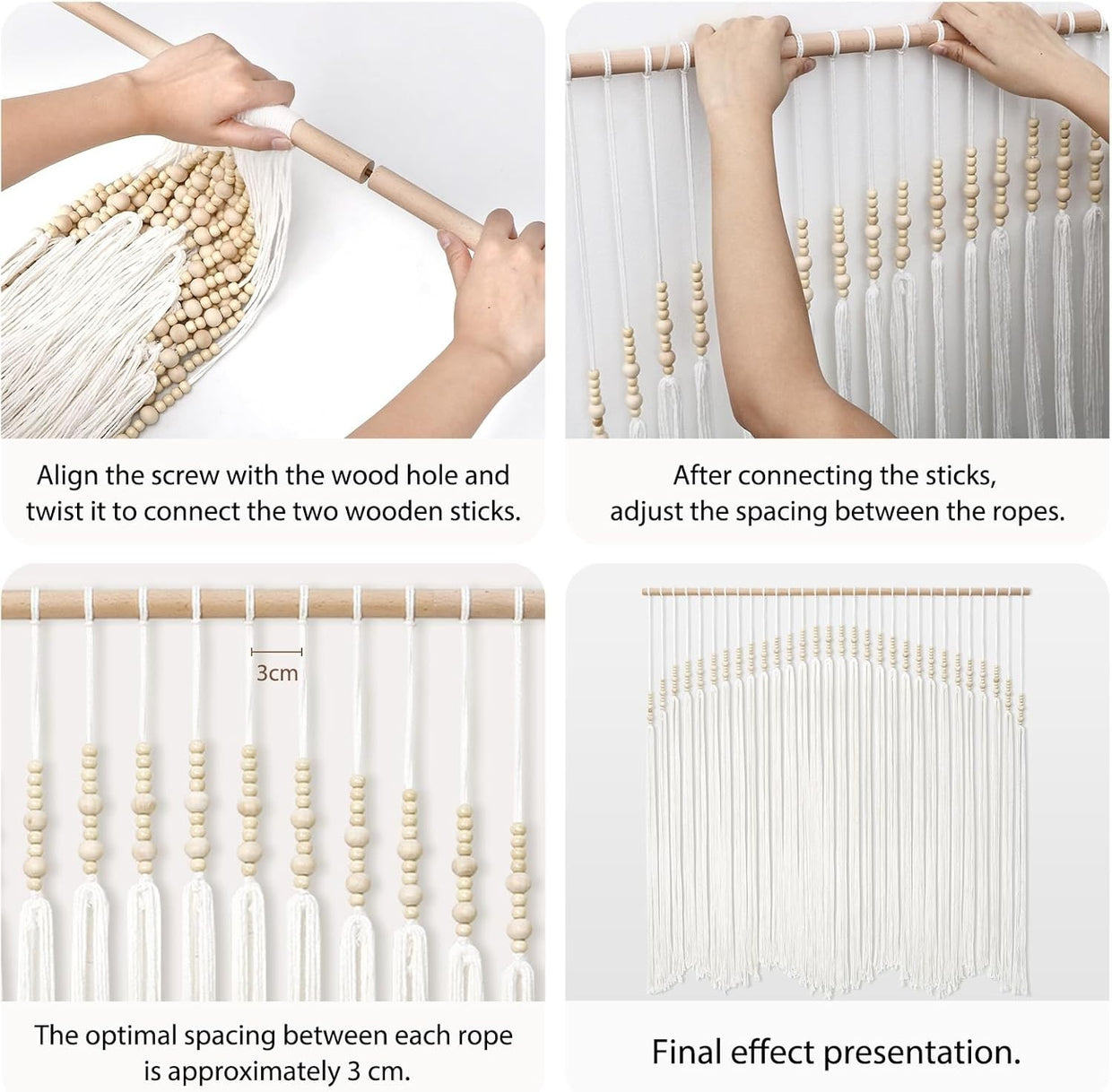 Large Ivory Macrame Wall Hanging Tapestry 98x98cm Boho Decor - Kwikley