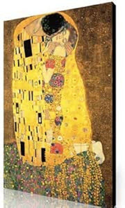 Large Klimt Kiss Canvas Wall Art 30x20 Inch Framed - Kwikley
