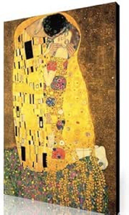 Large Klimt Kiss Canvas Wall Art 30x20 Inch Framed - Kwikley