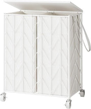 Large Laundry Hamper with Wheels Wood Lid & Removable Bags Heavy Duty Organizer - Kwikley
