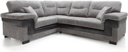 Large Left Hand L Shape Corner Sofa Grey Cord Fabric Deep Cushions Durable - Kwikley