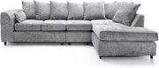 Large Light Grey Chenille Corner Sofa – Right Hand L - Shaped Couch – 5 Seater - Kwikley
