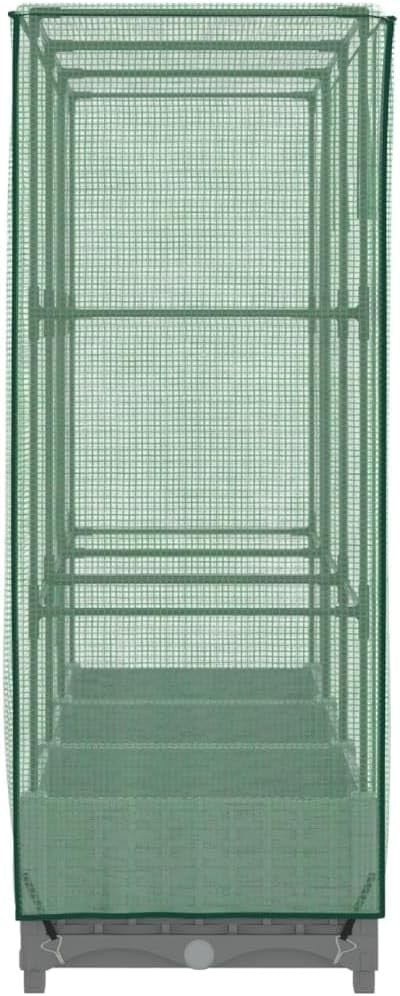 Large Light Grey Rattan Look Raised Garden Bed with Greenhouse Cover - Kwikley