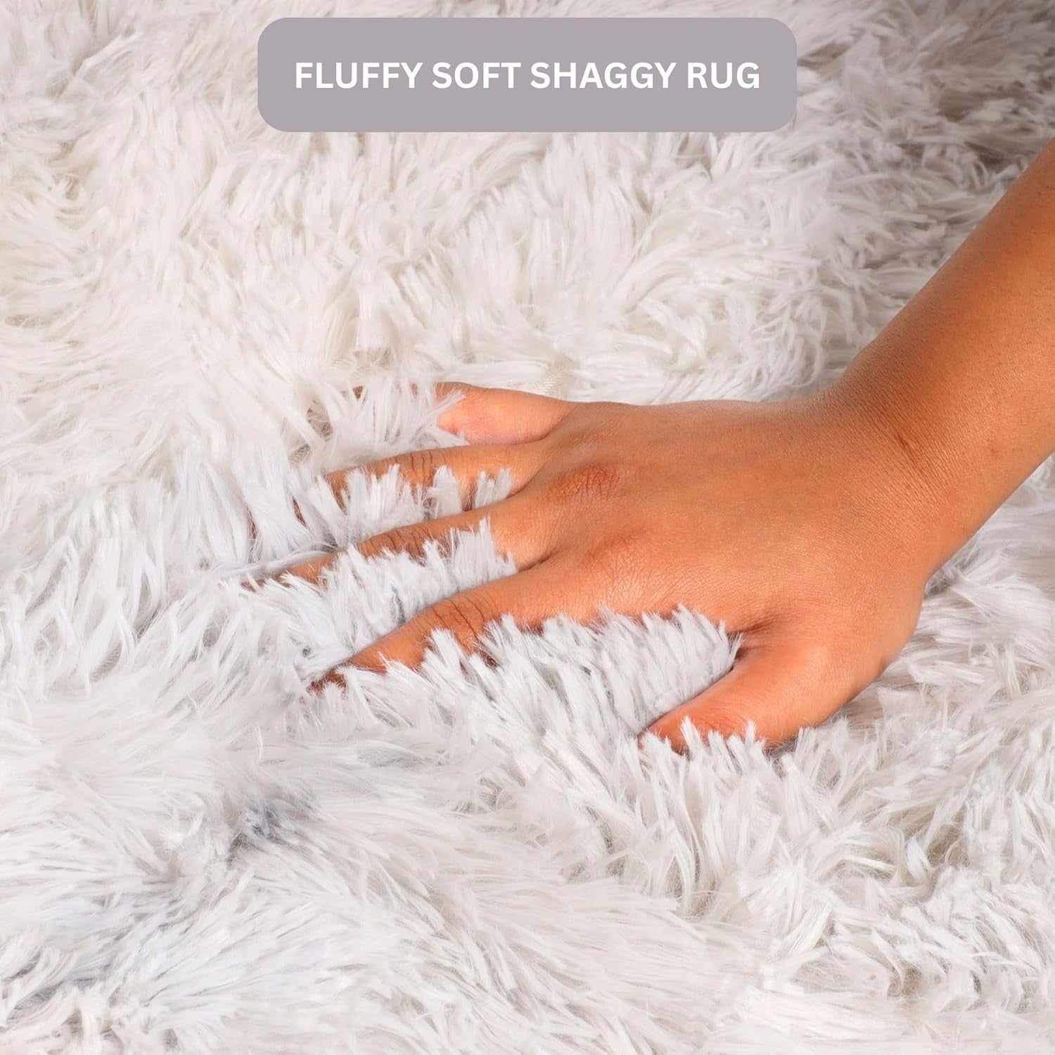 Large Light Grey Shaggy Rug 200x290cm Soft Fluffy Non Slip Tie Dye Carpet - Kwikley