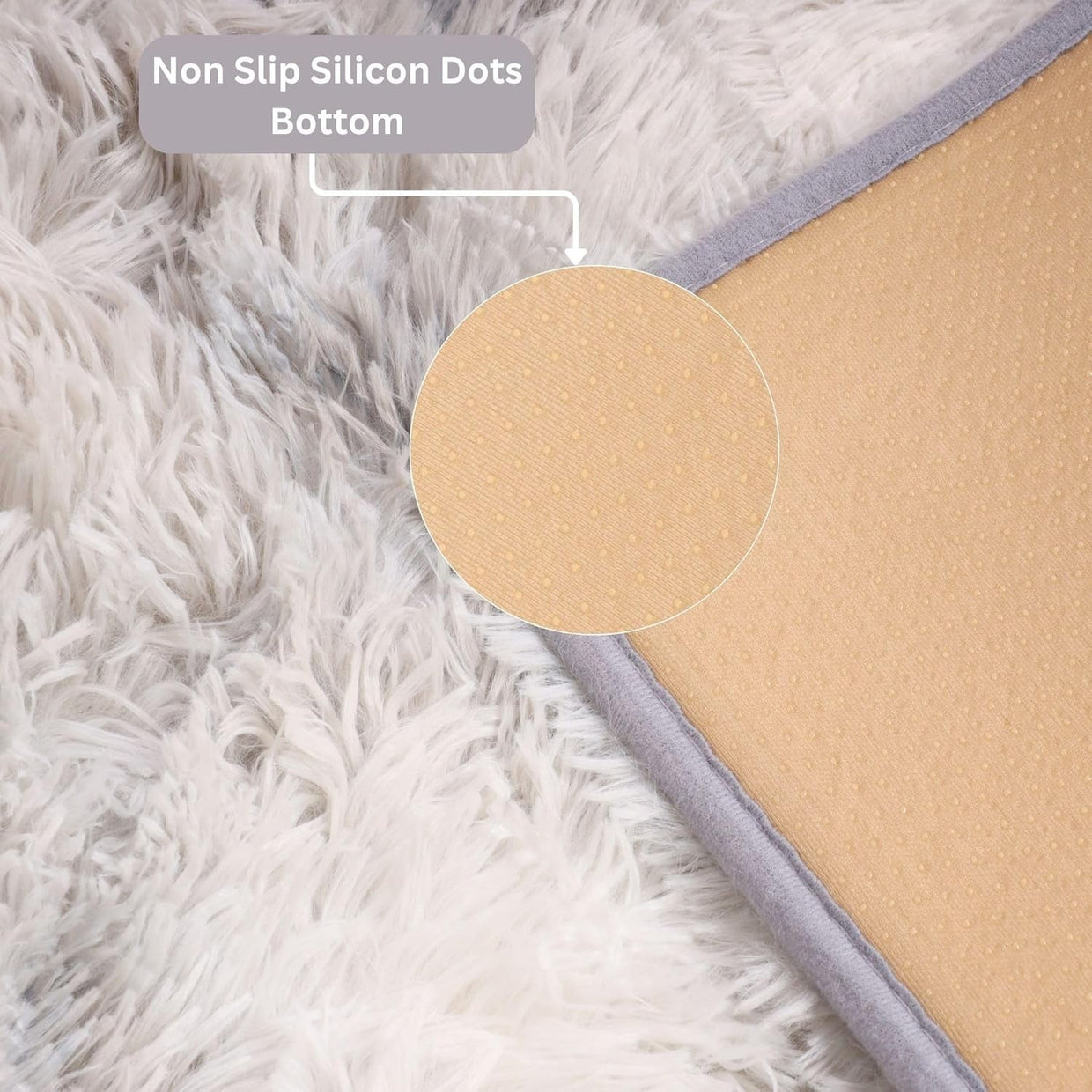 Large Light Grey Shaggy Rug 200x290cm Soft Fluffy Non Slip Tie Dye Carpet - Kwikley
