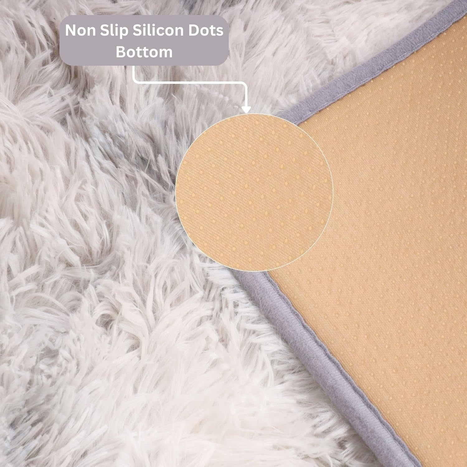 Large Light Grey Shaggy Rug 200x290cm Soft Fluffy Non Slip Tie Dye Carpet - Kwikley