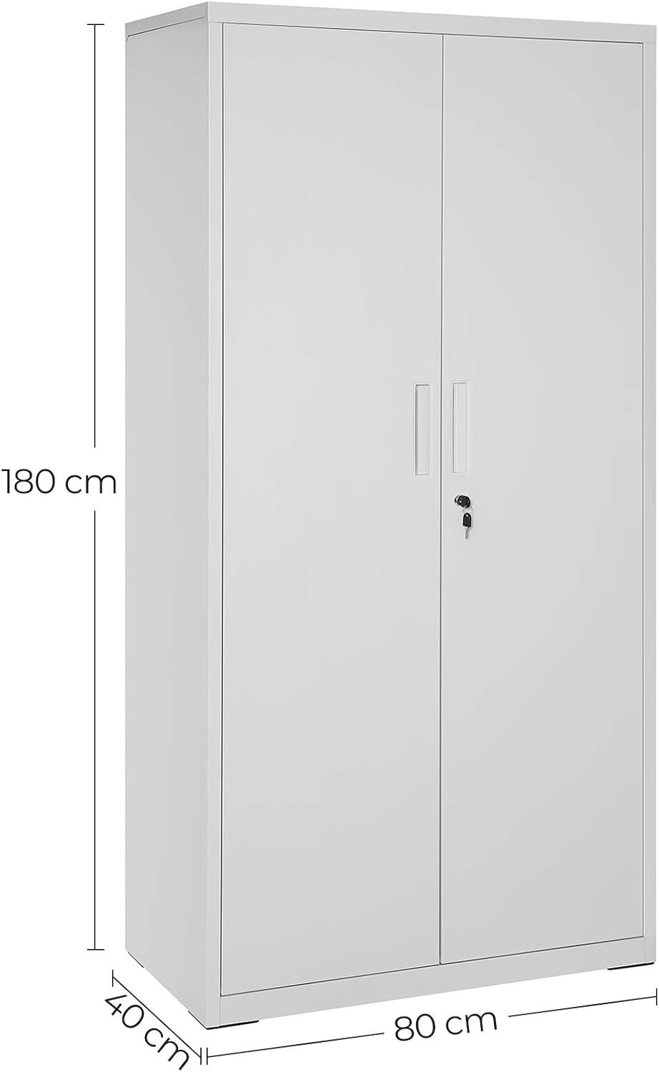 Large Lockable Metal Storage Cabinet 5 Tier Steel Cupboard 180cm Grey - Kwikley