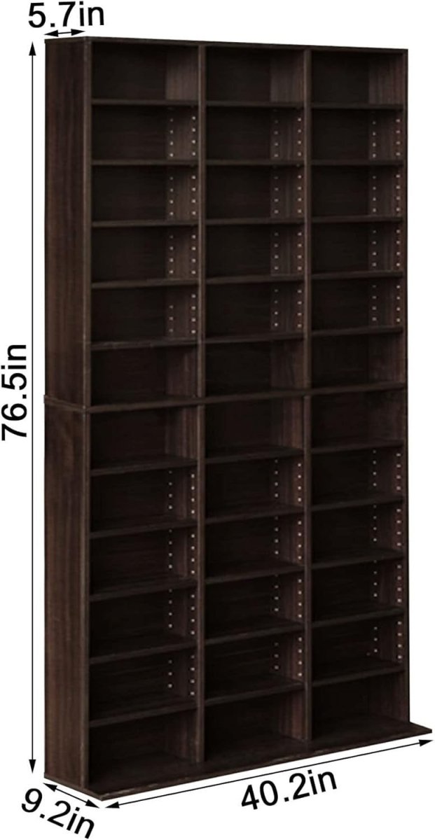 Large Media Storage Cabinet 1116 CD 528 DVD Adjustable Shelves Espresso - Kwikley