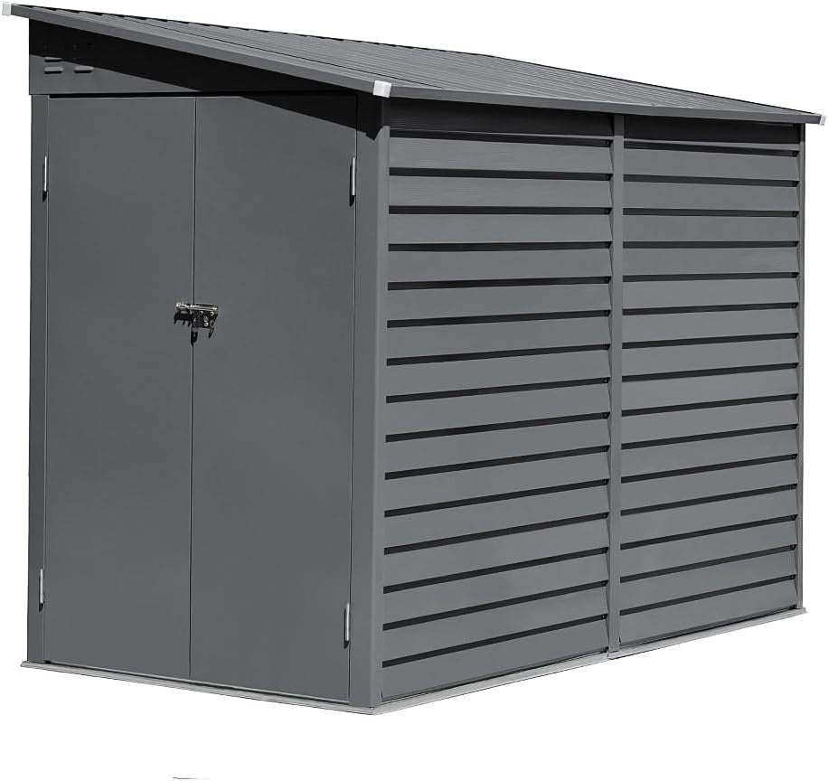 Large Metal Garden Shed Outdoor Storage House with Double Doors & Air Vents 8.86 - Kwikley