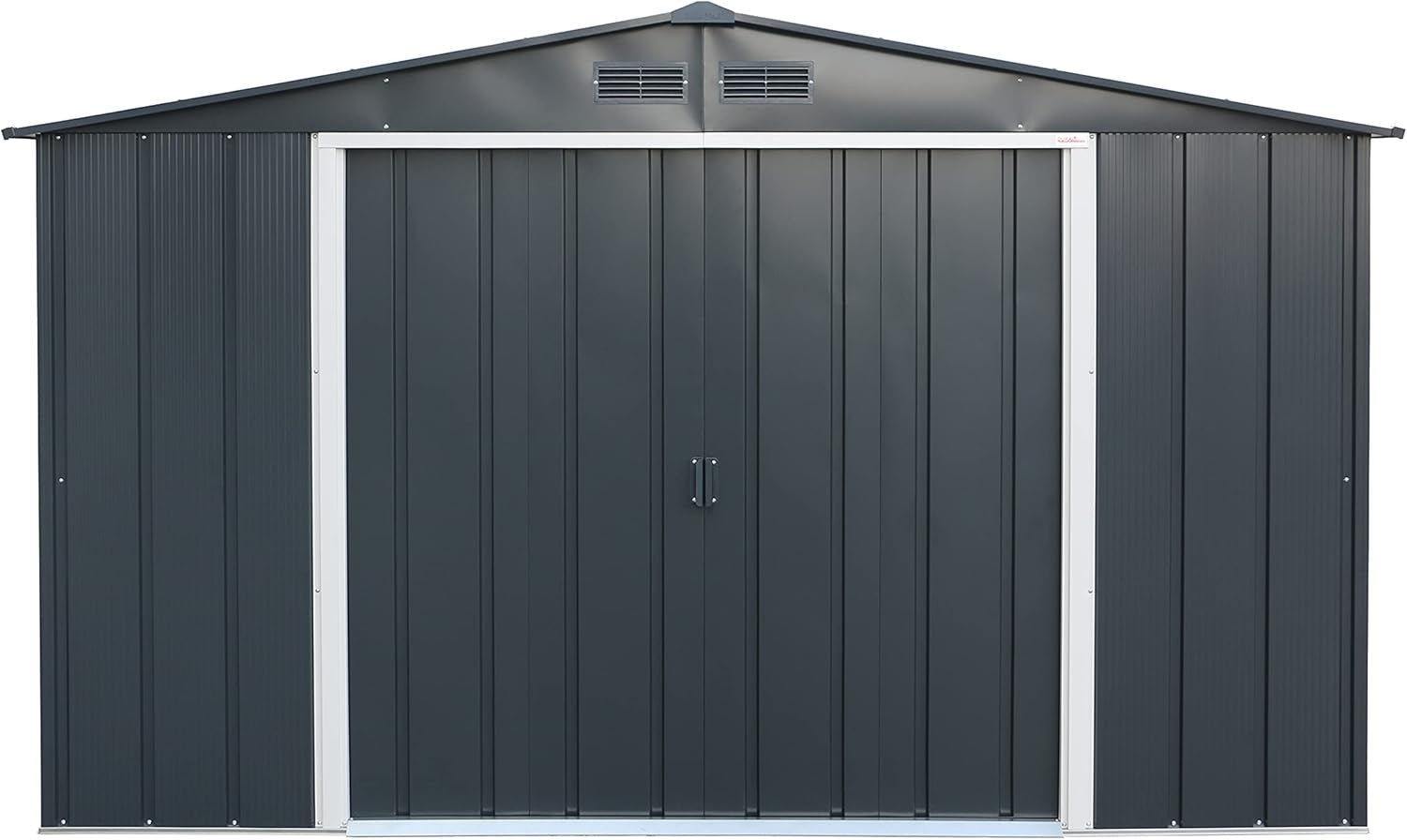 Large Metal Garden Storage Shed 10x8ft Waterproof Outdoor Tool & Bike Anthracite - Kwikley