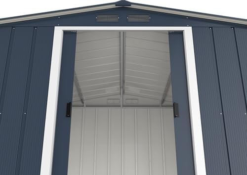 Large Metal Garden Storage Shed 8x8ft Waterproof Outdoor Tool & Bike Shed - Kwikley