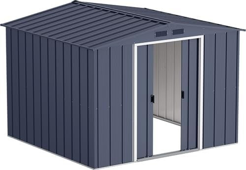 Large Metal Garden Storage Shed 8x8ft Waterproof Outdoor Tool & Bike Shed - Kwikley