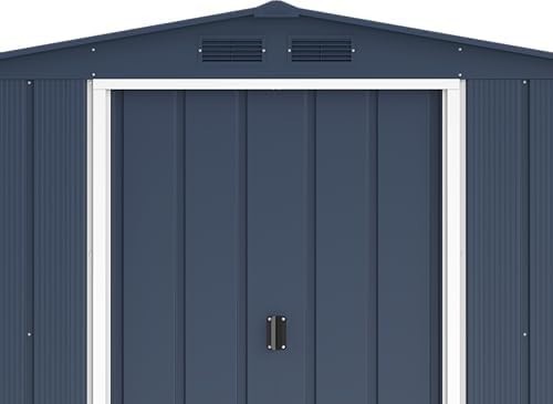 Large Metal Garden Storage Shed 8x8ft Waterproof Outdoor Tool & Bike Shed - Kwikley