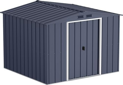 Large Metal Garden Storage Shed 8x8ft Waterproof Outdoor Tool & Bike Shed - Kwikley