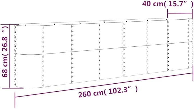 Large Metal Raised Garden Bed 260cm Steel Planter Outdoor - Kwikley