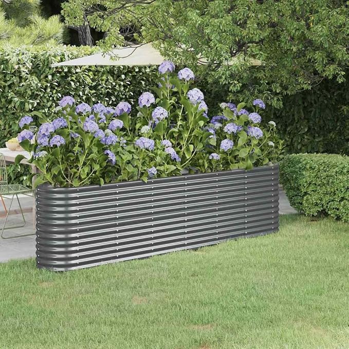 Large Metal Raised Garden Bed 260cm Steel Planter Outdoor - Kwikley
