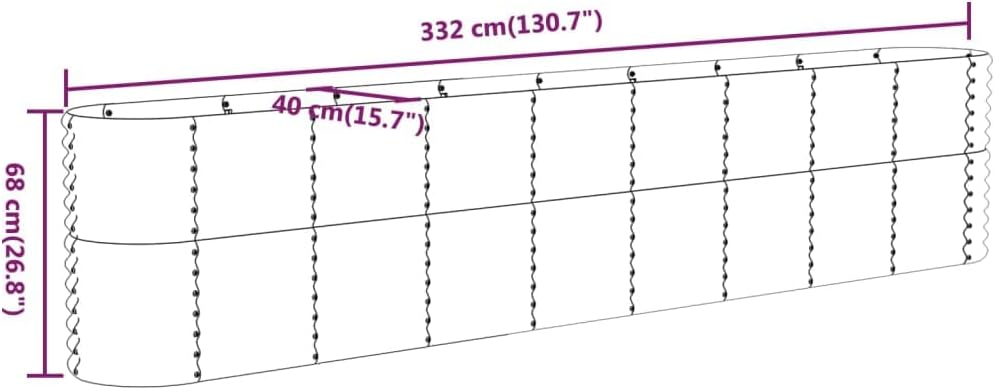 Large Metal Raised Garden Bed 332cm Steel Planter Outdoor - Kwikley