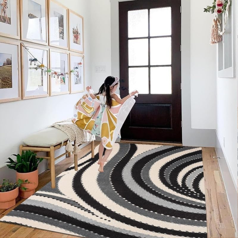 Large Modern Area Rug 200x290cm Washable Non Slip Fluffy Indoor Carpet - Kwikley